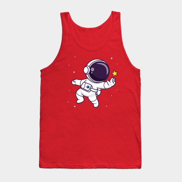 Cute Astronaut Floating In Space With Star Cartoon Tank Top by Catalyst Labs